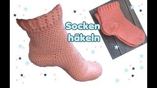 Socken häkeln für Erwachsene Häkelanleitung [upl. by Halona]