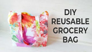 DIY REUSABLE GROCERY BAG  How to Make Foldable Shopping Bag  Step by Step Tutorial [upl. by Goldshlag]