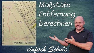 Entfernung in Wirklichkeit aus Maßstab berechnen  einfach erklärt [upl. by Nerred568]