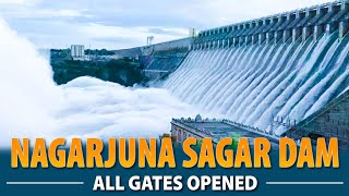 Nagarjuna Sagar Dam All Gates Opened  Rare view of Nagarjunasagar Dam on Krishna River  Hybiz TV [upl. by Isiah]