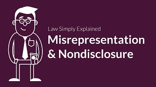 Misrepresentation and Nondisclosure  Contracts  Defenses amp Excuses [upl. by Remo843]