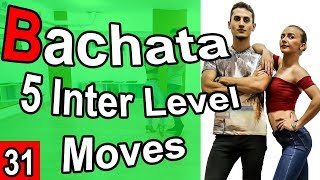 Bachata Tutorial 31  5 Intermediate Moves  by MariusampElena 2019 [upl. by Ellennej]