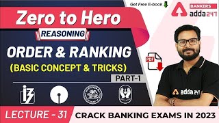 Order and Ranking Basic Concept amp Tricks P1  Reasoning  Adda247 Banking Classes  Lec 30 [upl. by Ayanej840]