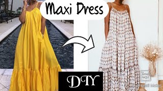 DIY MAXI DRESS  ROBE MAXI  LONGUE ROBE  ROBE D’ÉTÉ [upl. by Glenine]