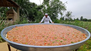 Turkish Pizza Recipe  Turkish Lahmacun Recipe  Crusty and Juicy Lahmacun  Village Food Secrets [upl. by Alahc]