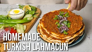 Turkish Lahmacun Recipe  Homemade Lamb Flatbreads [upl. by Kinnie994]