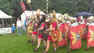 Roman Reenactment at the Amphitheatre in Caerleon Marching In [upl. by Anaes]