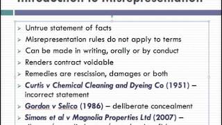 Misrepresentation Lecture 1 of 4 [upl. by Ekyt]