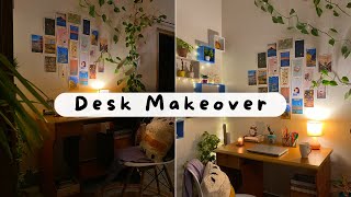 Aesthetic Desk Makeover  Renter Friendly Desk Set up [upl. by Gehman]